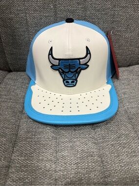 Mitchell & Ness White and Light Blue Chicago Bulls Snapback Hat
